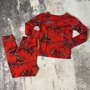 Red Spider-Print Kids Pajama Set